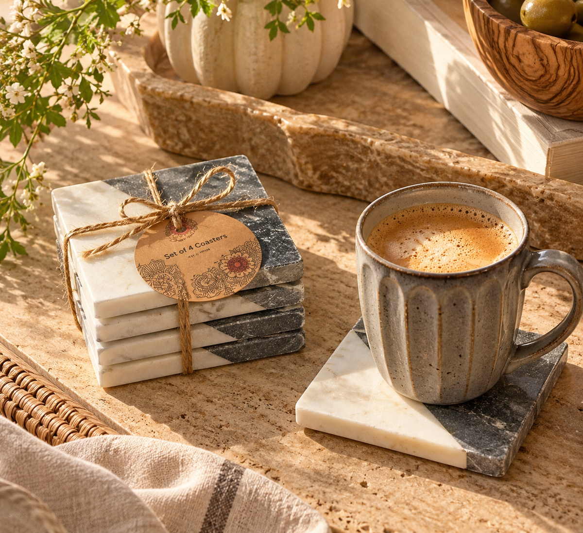 The Monochrome Marble Coasters