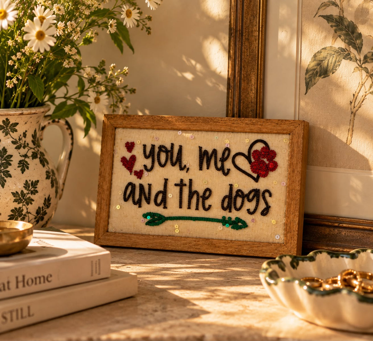 The You, Me & The Dogs Embroidered Frame