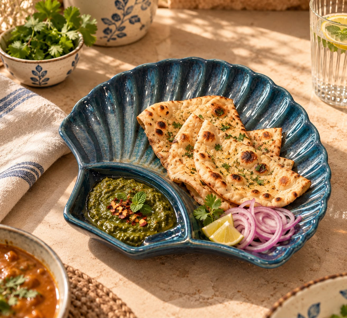 The Azure Shell Platter with Dip Section