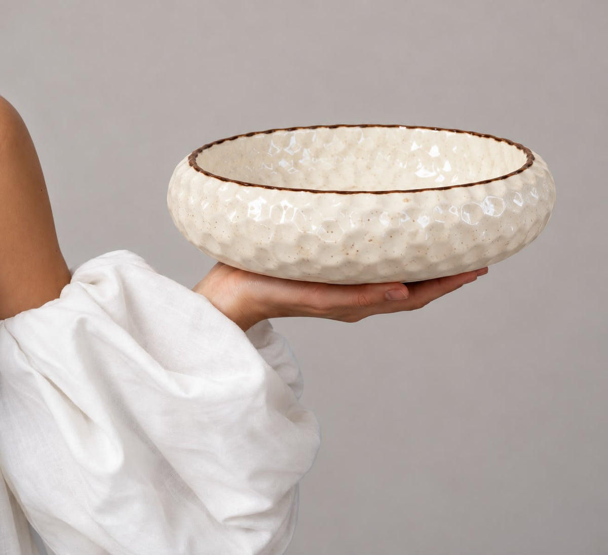 The Hammered Ivory Serving Bowl