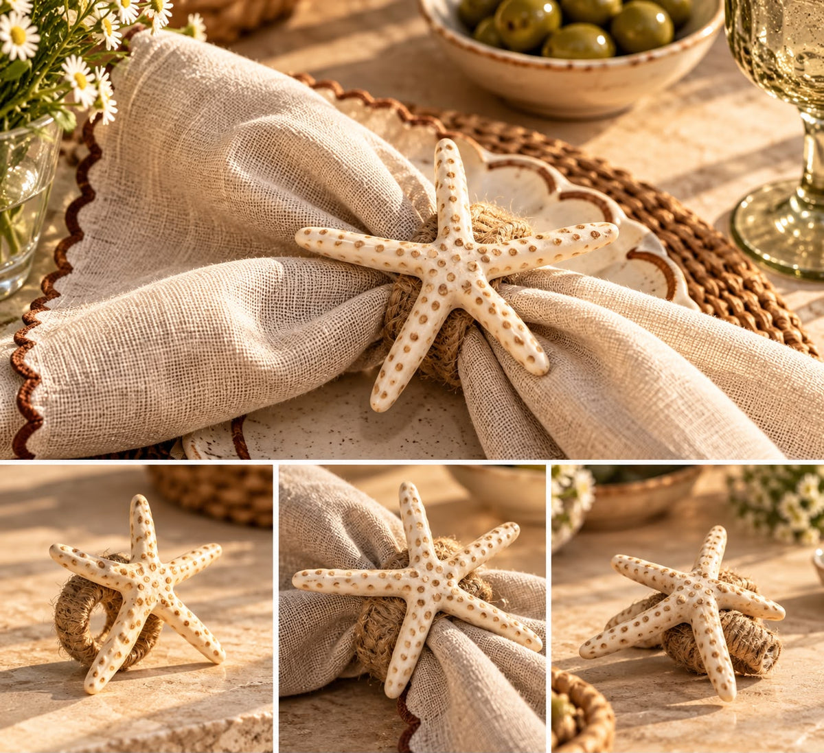 The Coastal Treasures Napkin Rings – Set of 4
