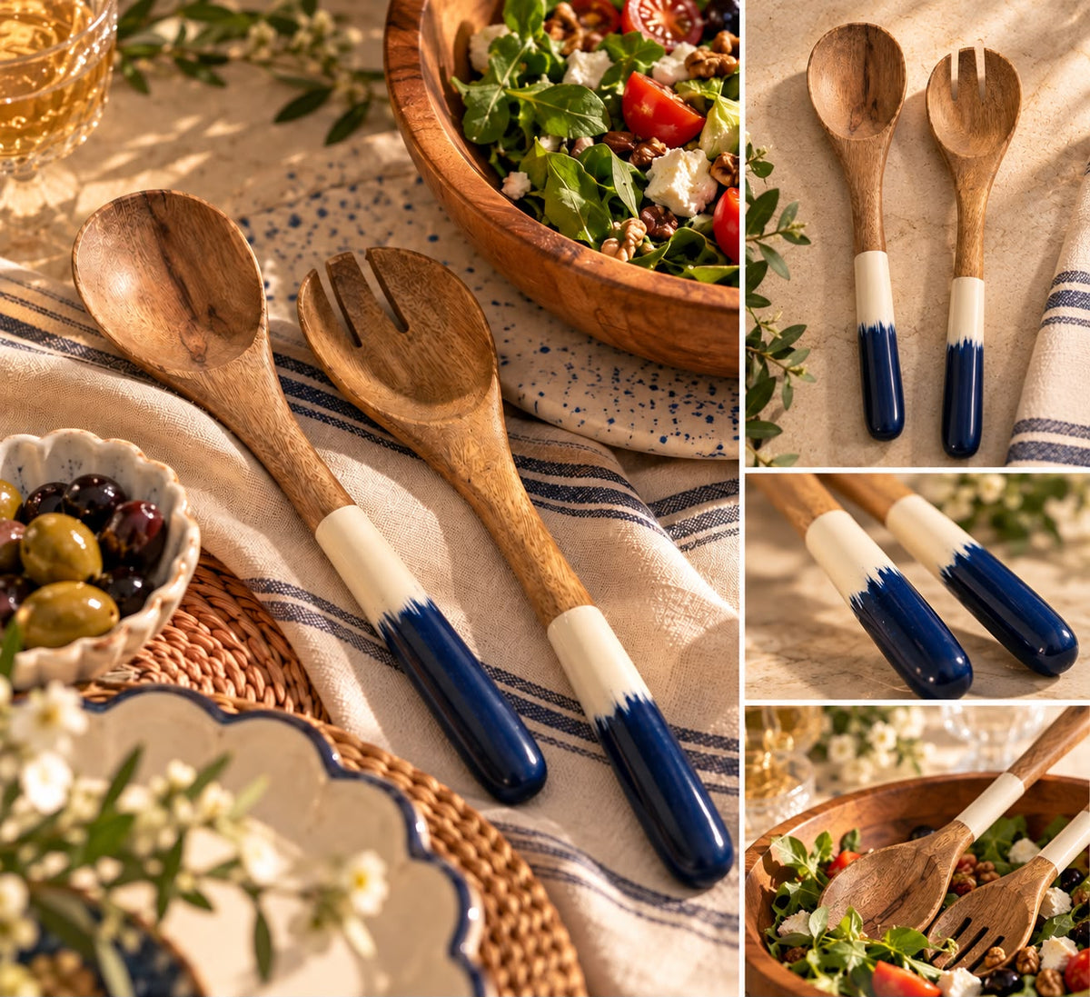 The Indigo Wooden Salad Servers – Set of 2