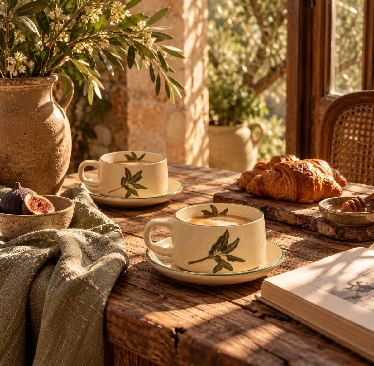 Green Leaf Tea Cup Set