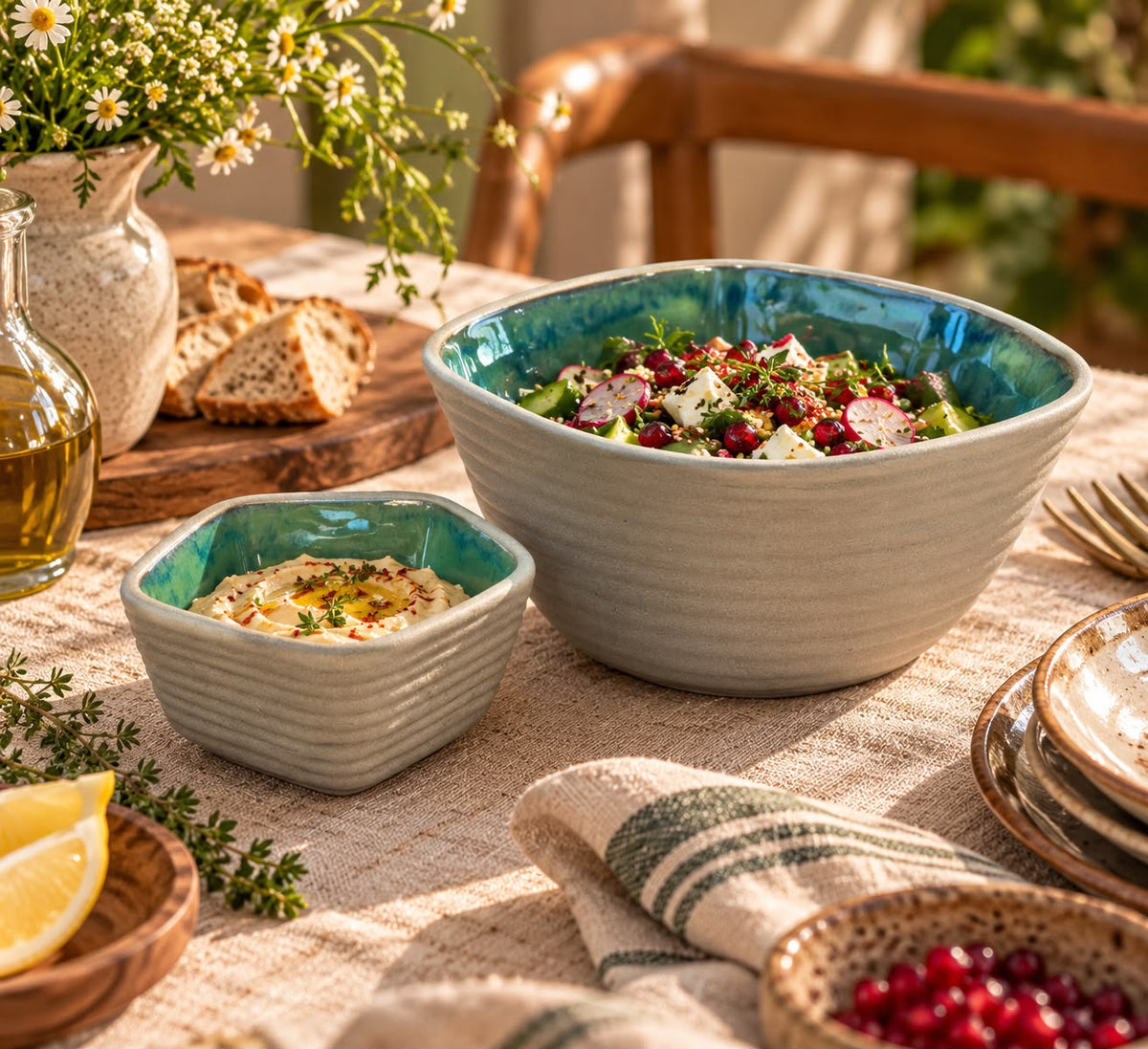 The Azure Ripple Serving Bowl Set – Set of 2