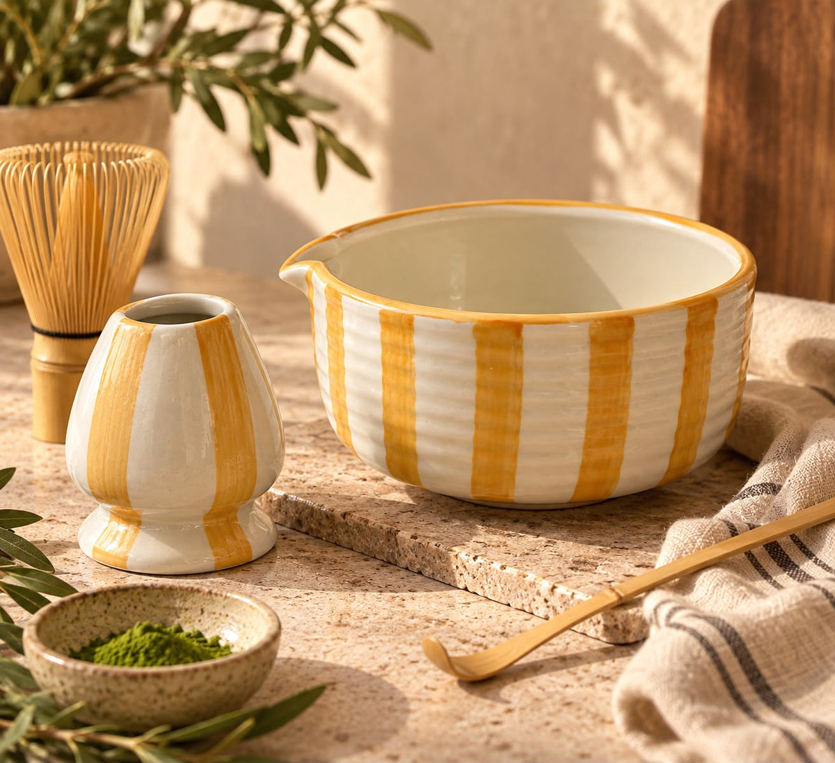 The  Striped Matcha Set – Set of 2