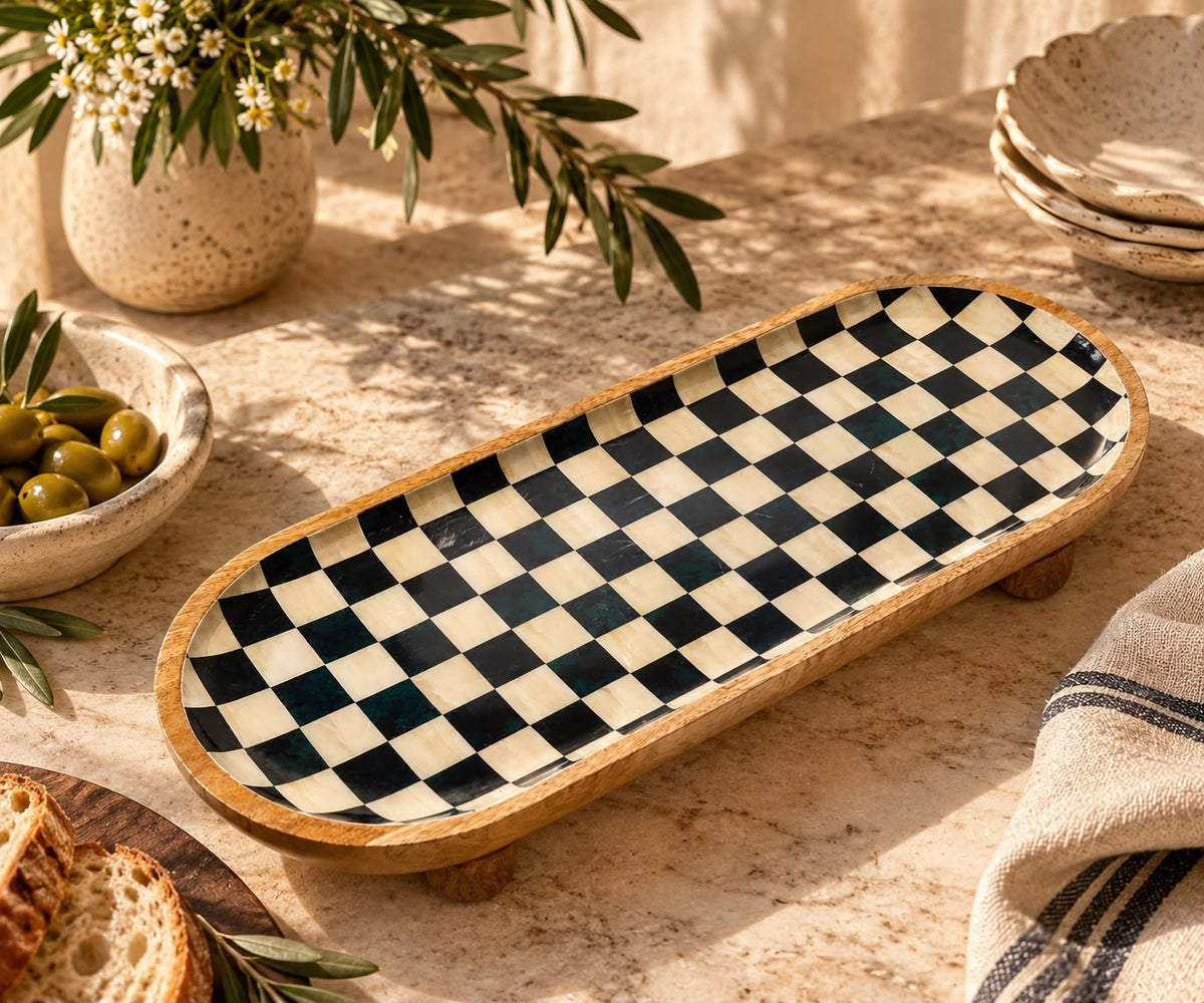 The Checkmate Wooden Serving Tray