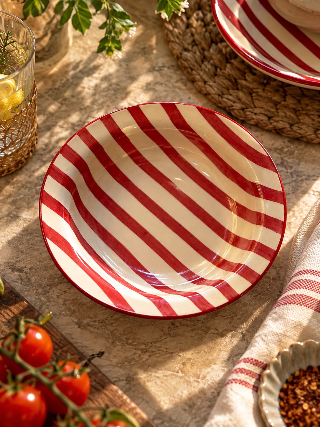 The Rosso Stripe Pasta Plate