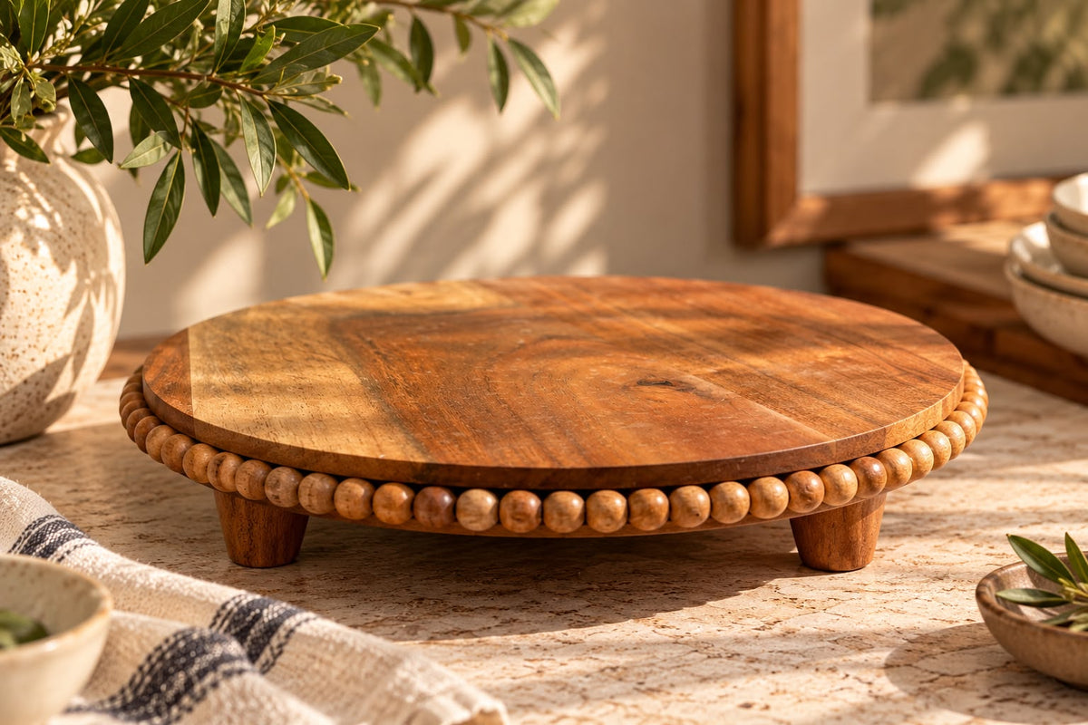 The Beaded Wooden Platter Board