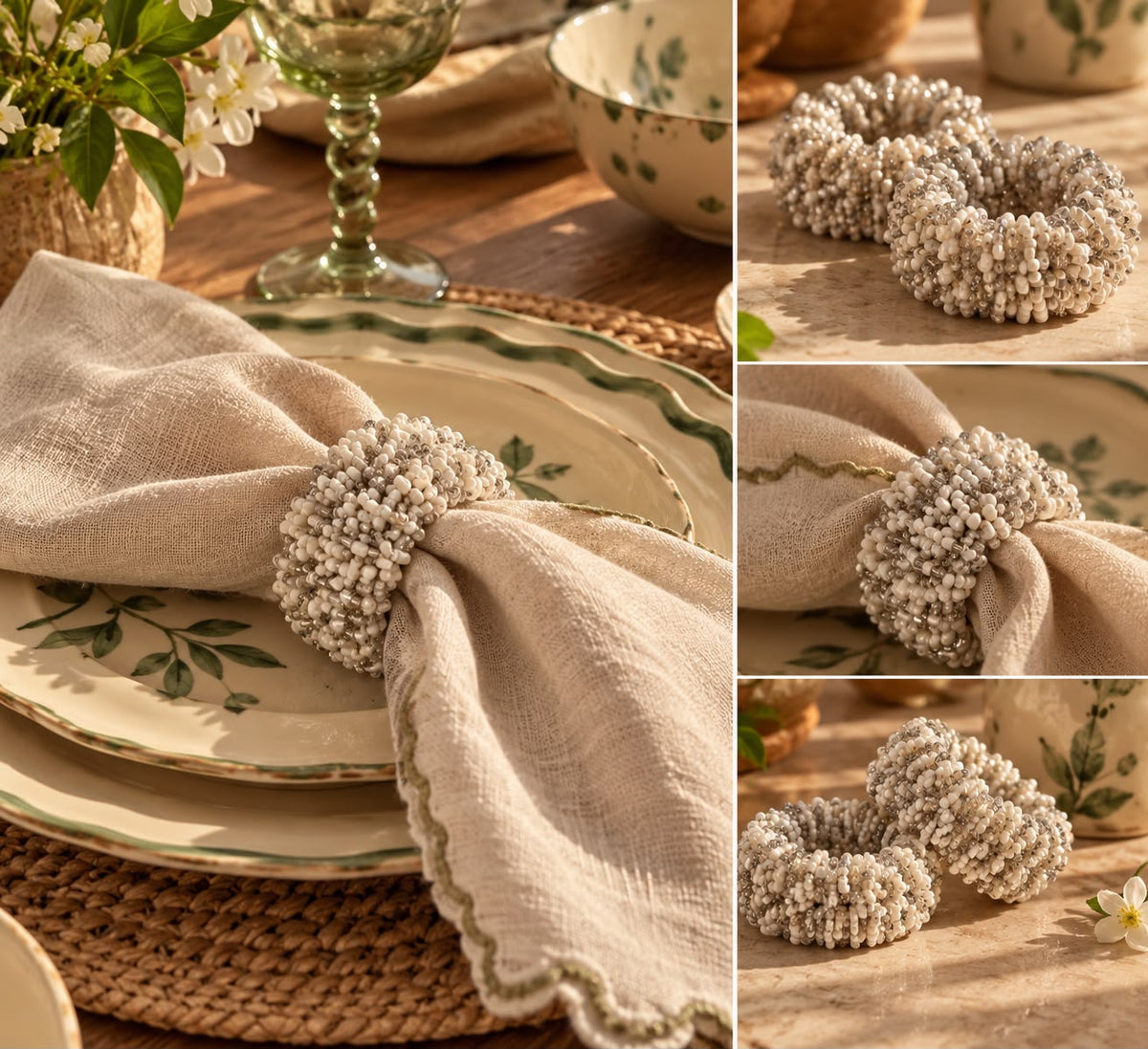 The Caro Beaded Napkin Rings – Set of 2