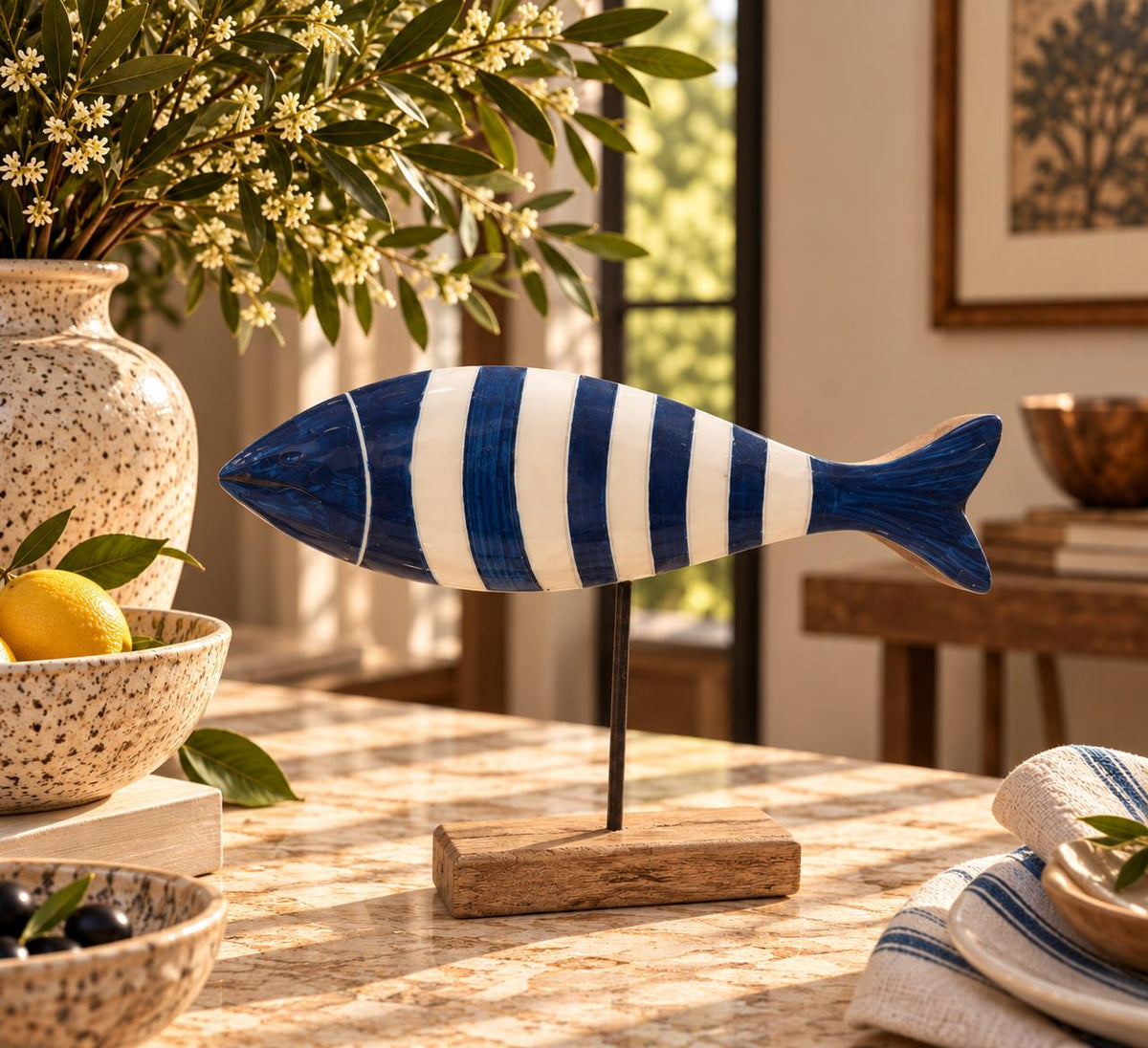 The Nautica Striped Fish Sculpture