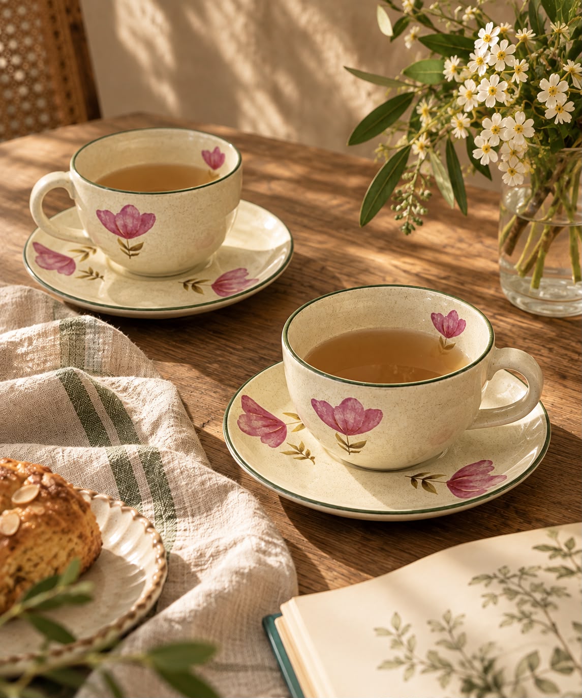The Roma Floral  Tea Cup & Saucer Set – Set of 2