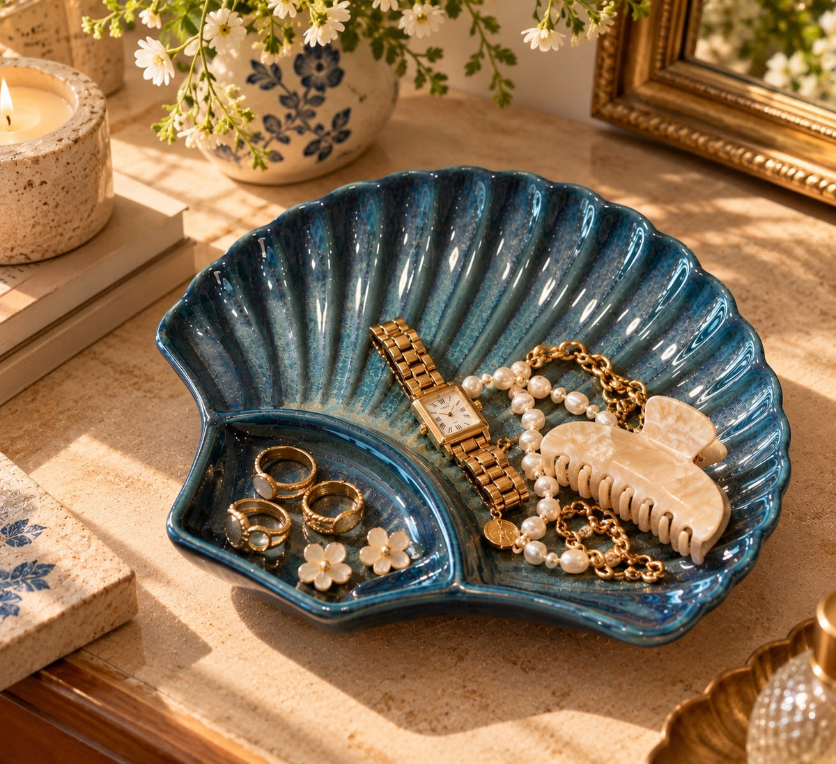 The Azure Shell Platter with Dip Section