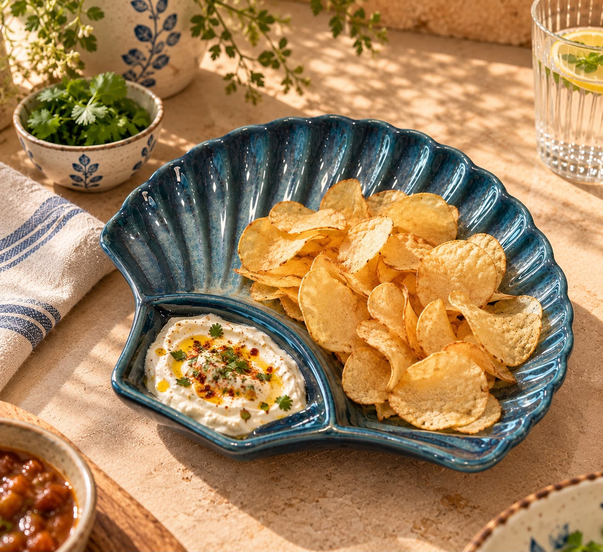 The Azure Shell Platter with Dip Section