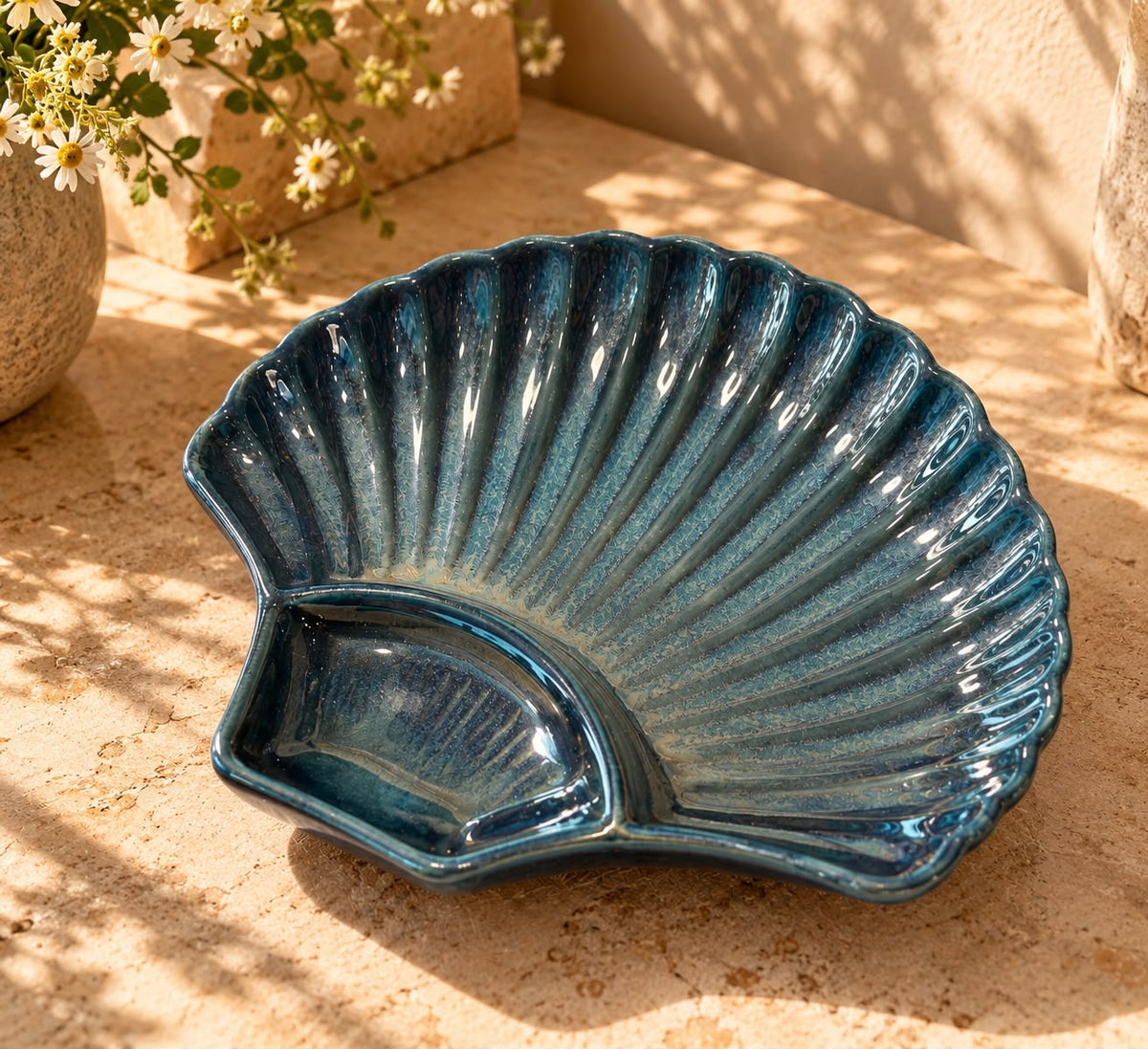 The Azure Shell Platter with Dip Section