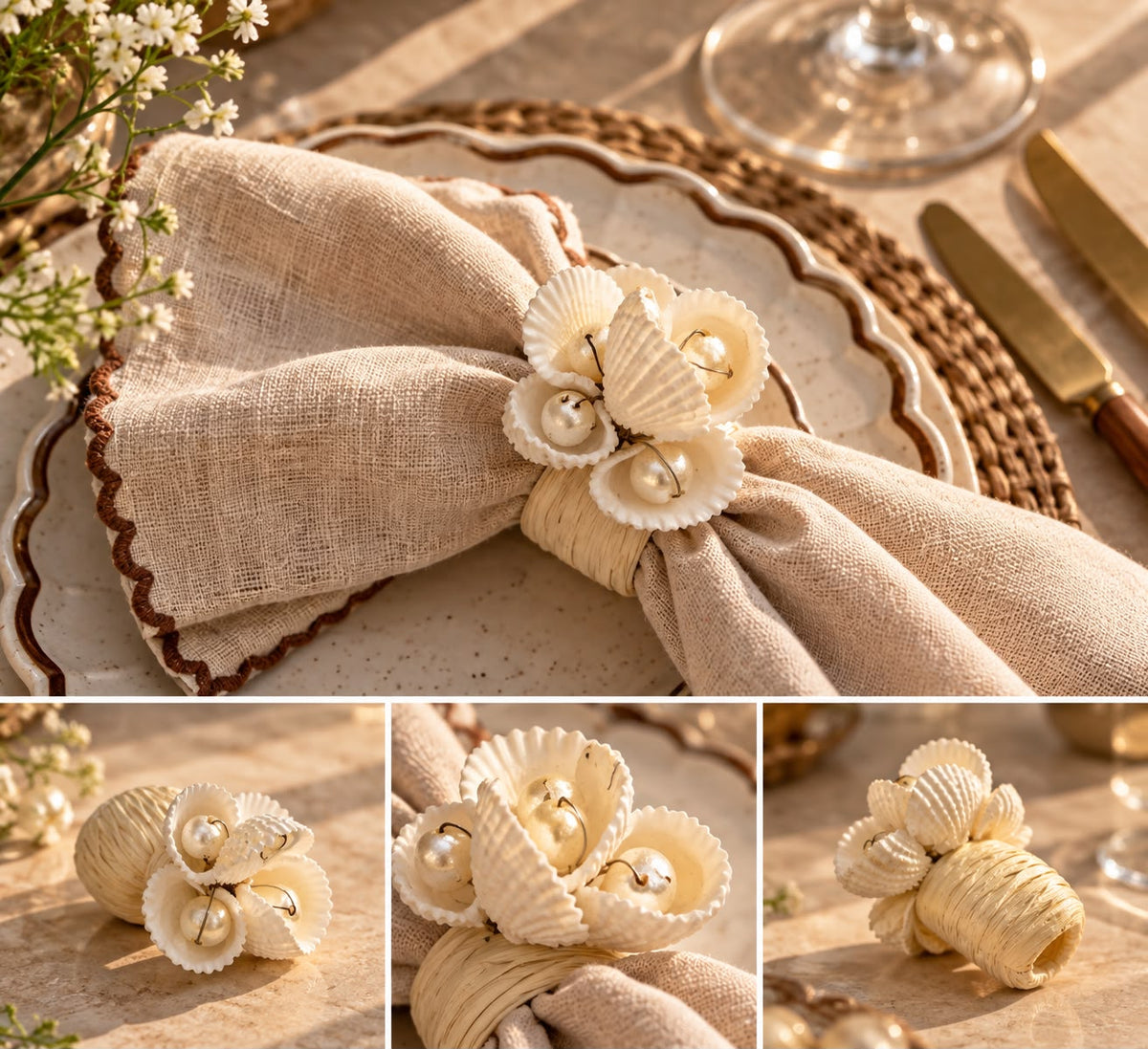 The Coastal Treasures Napkin Rings – Set of 4
