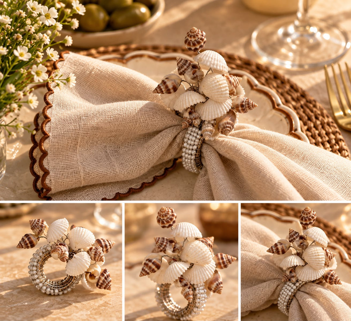 The Coastal Treasures Napkin Rings – Set of 4