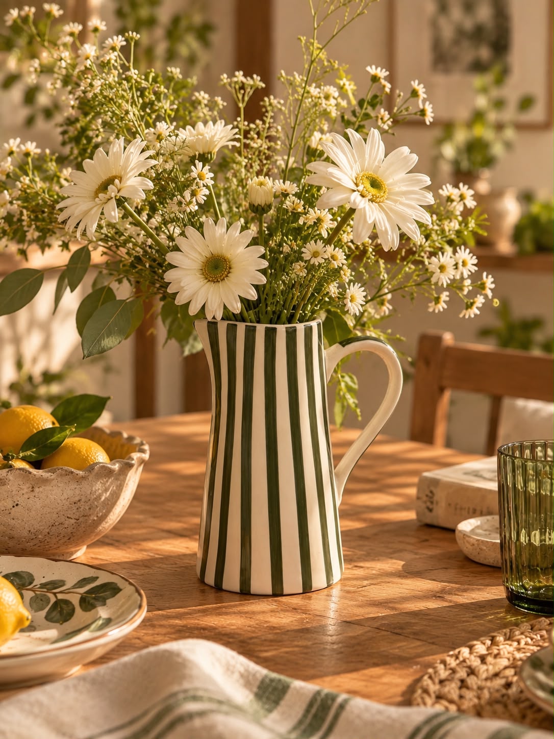 The Olive Stripe Jug & Vase