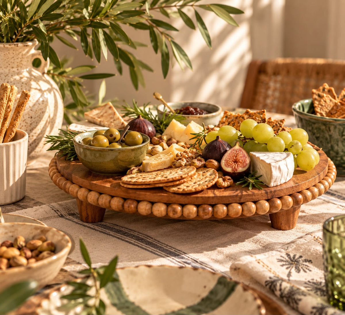 The Beaded Wooden Platter Board